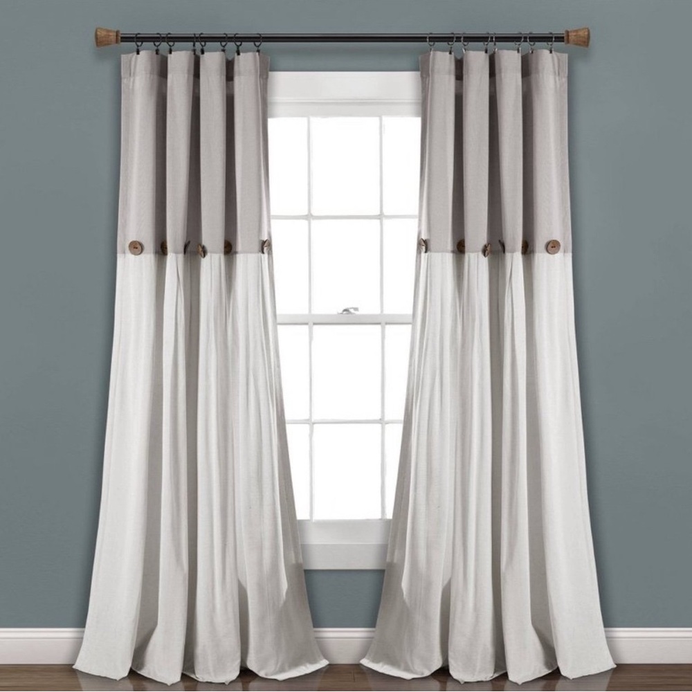 2pk 84”x40” farmhouse linen button light filtering window curtain panels